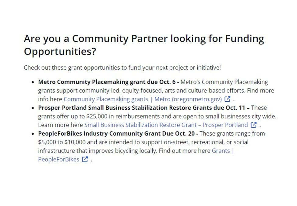 Downtown Portland Funding Opportunities