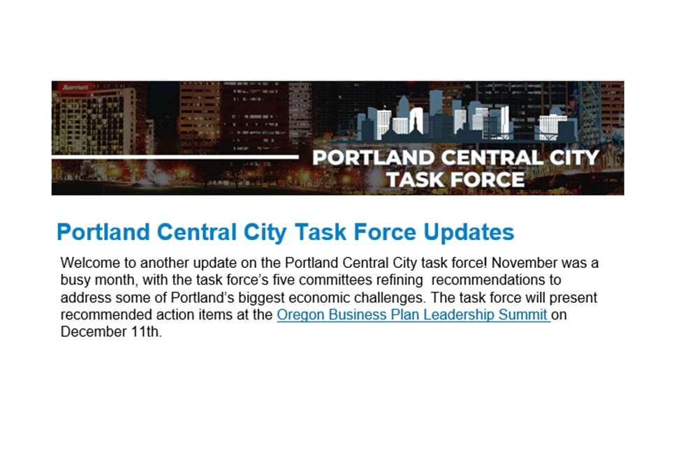 Portland Central City Task Force Updates