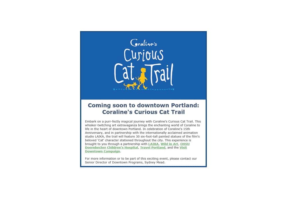 Coraline’s Curious Cat Trail for Downtown
